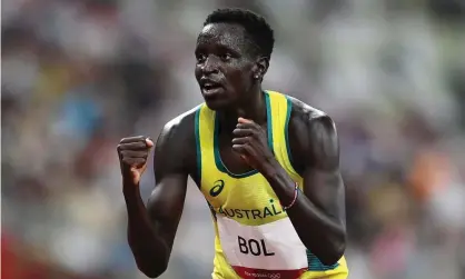  ?? Photograph: Matthias Hangst/Getty Images ?? Australia’s Peter Bol after qualifying for the men’s 800m final at Tokyo’s Olympic Stadium.