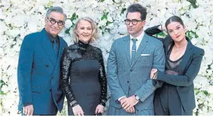  ?? ANA SORYS THE CANADIAN PRESS ?? “Schitt’s Creek” stars and Emmy winners Eugene Levy, left, Catherine O’Hara, Daniel Levy and Annie Murphy at their Emmy Awards celebratio­n party in Toronto.