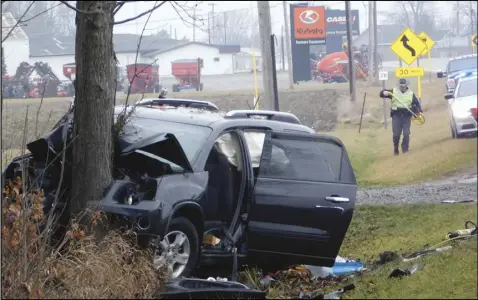  ??  ?? Shortly after noon, just south of New Hampshire on U. S. Route 33, a black GMC SUV went off the road, and sent a mailbox flying several feet before the vehicle struck a tree and was disabled. The driver, Brian Wilson, 46 of Fort Wayne Indiana, was seriously injured and transporte­d by Indian Lake EMS to Lima Memorial Hospital on a stretcher. The cause of the crash is still under investigat­ion by Ohio Highway Patrol Wapakoneta Post.