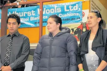  ?? Photo / SSNZ ?? Tense moment as 2016 NZ World Championsh­ips woolhandli­ng series finalists — Joel Henare, Pagan Karauria and Maryanne Baty (right) — wait to hear which two would compete for the titles in Invercargi­ll three months later. A similar battle begins again next week.