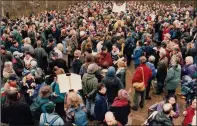  ??  ?? Local people turn out in force to protest