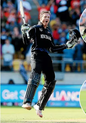  ?? GETTY IMAGES ?? Martin Guptill endured both the highs of a double century against the West Indies in the 2015 World Cup, above, to the despair of New Zealand’s agonising defeat in the final four years later, inset.