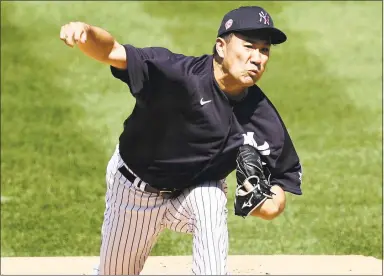  ?? Elsa / Getty Images ?? Yankees’ pitcher Masahiro Tanaka is unsure if he will be able to make his fist start of the season as he recovers from a concussion.