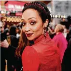  ??  ?? Ruth Negga wears red Valentino for the red carpet.