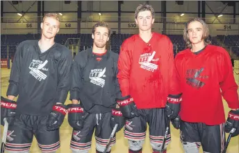  ?? KEVIN ADSHADE/THE NEWS ?? From left are Weeks Major Midgets alternate captains Ryan MacLennan, Oliver Schnare, Rowan Sears and team captain Carson Lanceleve.