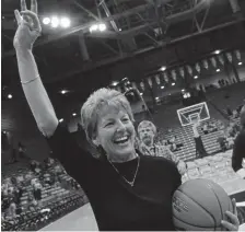  ?? Denver Post file ?? Ceal Barry celebrates after her final game as the CU women’s basketball coach with a 78-76 win over Nebraska on March 3, 2005.