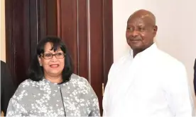  ?? Photograph: Twitter/State House Uganda ?? Lady Verma with the Ugandan president, Yoweri Museveni.