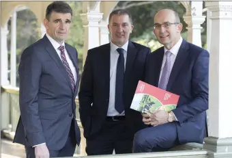  ??  ?? Pictured at the unveiling of Dairygold’s annual financila results for 2018 were: Michael Harte, chief financial officer; John O’ Gorman, chairman and Jim Woulfe, chief executive officer.
Photo: Colm Mahady / Fennells.
