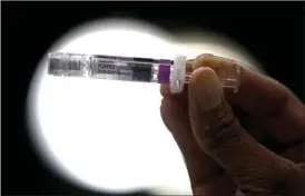  ??  ?? FILE PHOTO: A nurse displays a flu vaccine at a free medical and dental health clinic in Los Angeles, California, US.