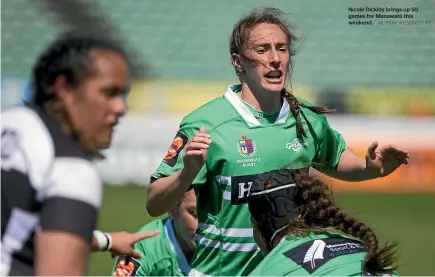  ?? MURRAY WILSON/STUFF ?? Nicole Dickins brings up 50 games for Manawatu¯ this weekend.