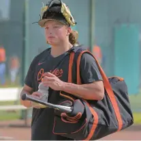  ?? FERRON/BALTIMORE SUN
KARL MERTON ?? Orioles prospect Jackson Holliday finishes a workout Tuesday at the team’s spring training complex in Sarasota, Florida.