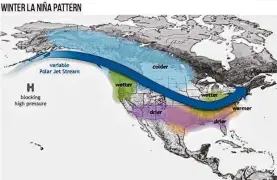  ?? Noaa/national Weather Service ?? La Niña tends to produce warmer and drier weather for us in Texas, often leading to above-normal warmth in winter.