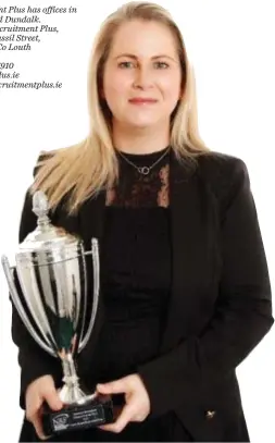  ??  ?? Olivia Rogers (a proud native of Navan) has won Irish Recruitmen­t Consultant of the Year 2017/2018 (Temporary Division).