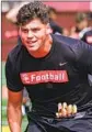  ?? Shotgun Spratling For the Times ?? MASON WEST, a tight end from La Habra, does drills at USC’s camp.