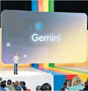  ?? ?? Sundar Pichai, Google’s chief executive, discusses artificial intelligen­ce. The company unveiled its new Gemini system this month