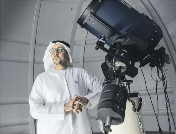  ?? Antonie Robertson / The National ?? Thabet Al Qaissieh, at Al Sadeem Observator­y in Al Wathba, is working with NYUAD on a ‘black hole candidate’ 10,000 light years away