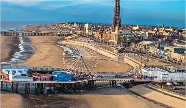  ?? ?? The Golden Mile: An aerial photograph of the iconic Blackpool Beach and Tower