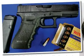  ??  ?? Deadly: Glock pistol and ammunition he ordered