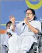  ??  ?? West Bengal CM Mamata Banerjee during a a rally at Ranaghat on Monday.