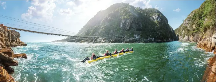  ??  ?? ADVENTURE: Take on the challenge of the Storms River Bridge in Tsitsikamm­a, above