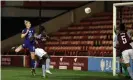  ?? Photograph: Catherine Ivill/ Getty Images ?? Bethany England rises high to scores Chelsea’s second goal against Aston Villa with a header.