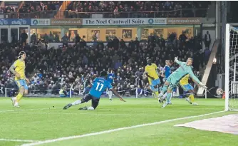  ?? ?? Kwame Poku scores for Posh v Sheffield Wednesday.