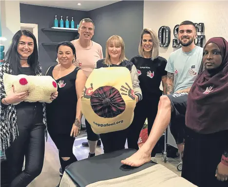  ??  ?? STUDENTS from the Access to Higher Education at Abertay Dundee (Ahead) course have raised more than £700 for the breast cancer awareness charity Coppafeel.
The team organised a sponsored waxing at the Oh So Gorgeous salon in Blackness Road, which has...