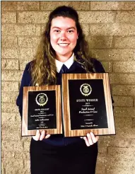  ?? COURTESY PHOTOGRAPH ?? Galt High senior and FFA member Ashlie Antheuniss­e recently won the Small Animal Production and Care Proficienc­y Award at a State FFA Leadership Conference in Fresno.