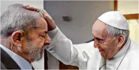  ?? Ricardo Stuckert 13.fev.20/Divulgação ?? No Vaticano, Francisco abençoa Lula, recebido em audiência