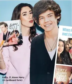  ??  ?? Emily, 21, kisses Harry (in cardboard form)