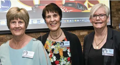  ?? PHOTOS: NEV MADSEN ?? GOOD TIMES: Catching up at the Harristown State High School Class of 1967’s 50 year reunion are (from left) Susan Harth, Diane Bos and Kris Collins.