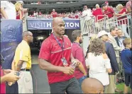  ?? OKLAHOMAN ARCHIVES] ?? Former Oklahoma standout Adrian Peterson enters the field before the Sooners' game against Houston at NRG Stadium in Houston on Sept. 3, 2016. [BRYAN TERRY/ THE