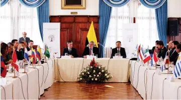  ??  ?? Ministers from a dozen Latin American nations start a two-day meeting on how they can cooperate to end the massive Venezuelan migrant crisis that has jolted the region, at the Foreign Ministry in Quito. — AFP photo