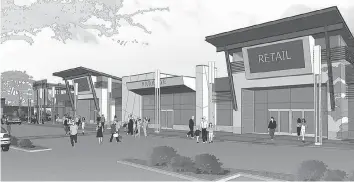  ?? RONMOR DEVELOPERS INC. ?? An artist’s rendering of the fifth phase of the Preston Crossing shopping centre, which should be full by fall 2017 with GoodLife Fitness confirmed as one of the anchor stores.