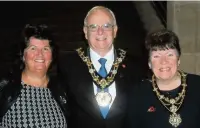  ??  ?? ●●Christine Clough of the Rochdale Ladies Lifeboat Guild with the Mayor and Mayoress