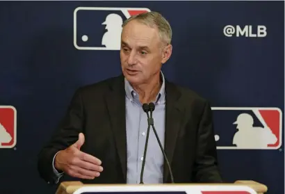  ??  ?? TOUGH MEASURES: MLB and Commission­er Rob Manfred have sent the MLBPA a 67-page document outlining the procedures baseball will take to fight COVID-19 when the sport returns to action.