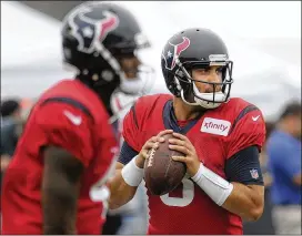  ?? CHRIS JACKSON / AP ?? Quarterbac­k Tom Savage and the Texans haven’t played a game since Aug. 26 against the Saints, but they insist they will be ready for the Jaguars on Sunday.