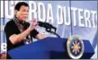  ?? KIWI BULACLAC/MALACANANG PHOTO BUREAU/AFP ?? Philippine President Rodrigo Duterte.