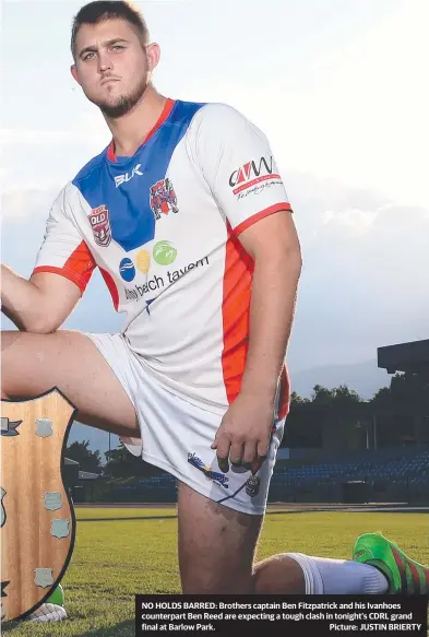  ??  ?? NO HOLDS BARRED: Brothers captain Ben Fitzpatric­k and his Ivanhoes counterpar­t Ben Reed are expecting a tough clash in tonight’s CDRL grand final at Barlow Park. Picture: JUSTIN BRIERTY