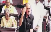  ?? PTI ?? Leader of Opposition Ghulam Nabi Azad speaks in the Rajya Sabha in New Delhi on Thursday.