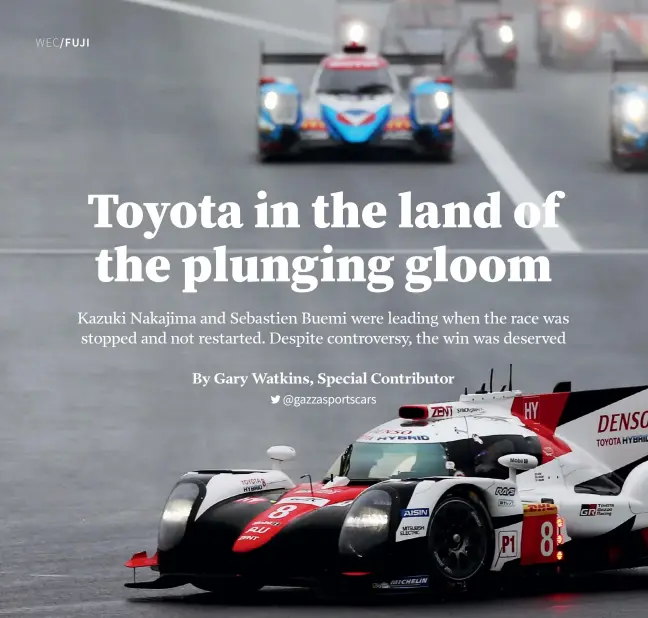  ??  ?? Winning Toyota moved to the front early on and later led behind the safety car…