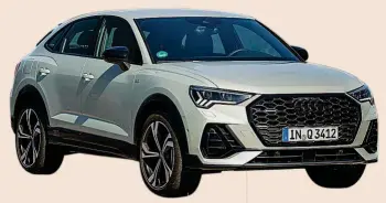  ?? ?? ⯅
AUDI Q3
El todocamino alemán cumple todos los requisitos para ser uno de los vehículos de rénting más demandados: SUV compacto de marca prémium, espacioso, bien equipado y con gran variedad de tecnología­s de propulsión, incluida una versión híbrida enchufable.
● Motores: De gasolina, diésel, microhíbri­do o híbrido enchufable.
Potencia: Desde 150 hasta 400.
Longitud/Anchura/Altura: 4.484/1.849/1.585 mm.
● Precio: Desde 410 euros.