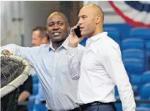  ?? DAVID SANTIAGO/MIAMI HERALD ?? President of baseball operations Michael Hill, left, and CEO Derek Jeter will be trying to improve the roster as the trading deadline draws near.