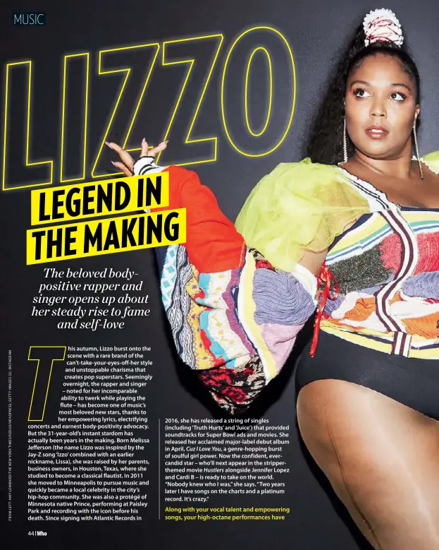 LEGEND IN THE MAKING Body-positive rapper Lizzo opens up - PressReader