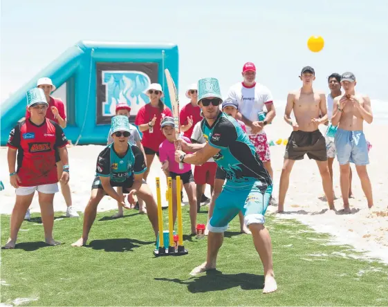  ??  ?? Brisbane Heat captain Chris Lynn gets in some practice ahead of the Big Bash League game against the Hobart Hurricanes tonight.