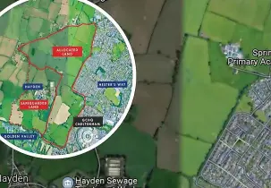  ?? Pictures: Cheltenham Borough Council/google Maps ?? The houses could be built in the triangle at the north of the red-bordered allocation site