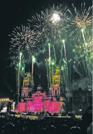  ??  ?? ABOVE: Fireworks explode over the Metropolit­an Cathedral for Independen­ce Day celebratio­ns at the Zócalo in Mexico City in 2011.