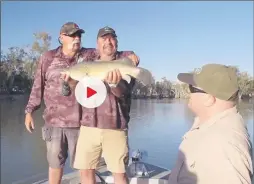  ??  ?? Deniliquin’s Troy Bright can be seen watching Merv Hughes and his fishing partner Geoff ‘Squizzy’ Taylor with their prize Murray cod catch in the preview on 7+.