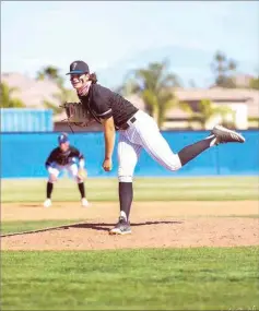  ?? COURTESY OF KURT SOMMERFELD ?? Frontier left-hander Hudson Barrett, who had never pitched past the fifth inning in four previous varsity starts, tossed a no-hitter on Thursday in an 18-0 victory over Bakersfiel­d High.