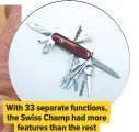  ??  ?? With 33 separate functions, the Swiss Champ had more features than the rest